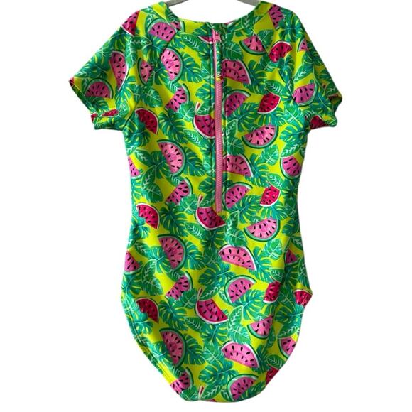 Cat & Jack Green and Pink Tropical Rashguard L  (10/12) - Picture 2 of 9